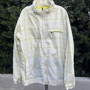 Oakley Plaid Cream Yellow Nylon Wind Breaker Outdoor Jacket Men’s XXL Hooded